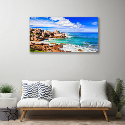 Photo sur toile Plage mer paysage brun gris bleu