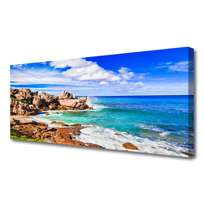 Photo sur toile Plage mer paysage brun gris bleu