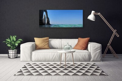 Photo sur toile Roche mer paysage gris bleu