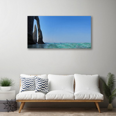 Photo sur toile Roche mer paysage gris bleu