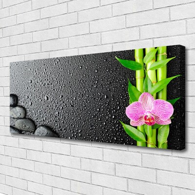 Photo sur toile Pierres fleurs bambou floral vert rose noir