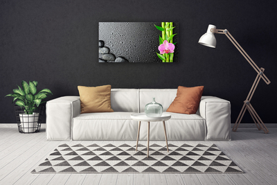 Photo sur toile Pierres fleurs bambou floral vert rose noir