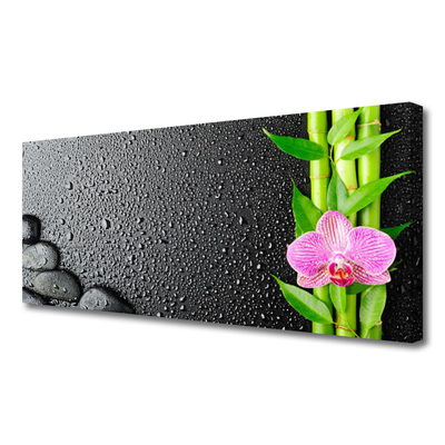 Photo sur toile Pierres fleurs bambou floral vert rose noir