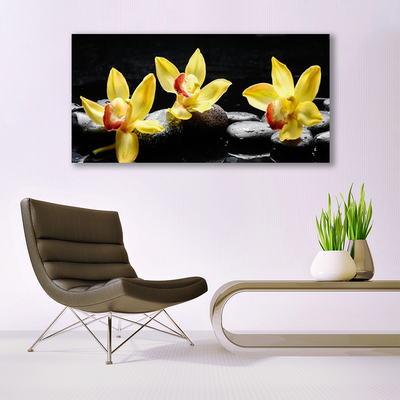 Photo sur toile Pierres fleurs floral vert noir