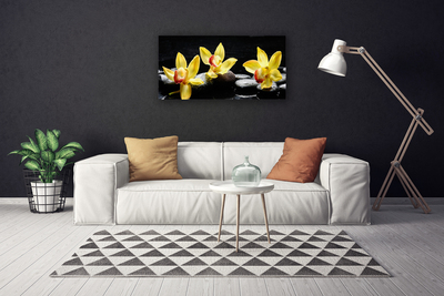 Photo sur toile Pierres fleurs floral vert noir