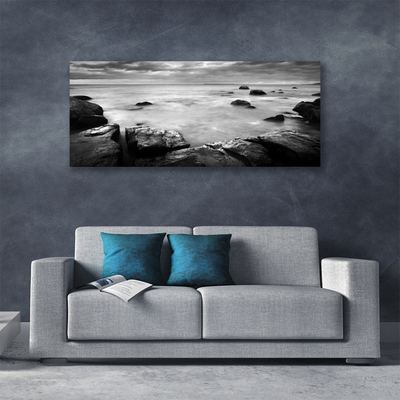 Photo sur toile Roche mer paysage gris