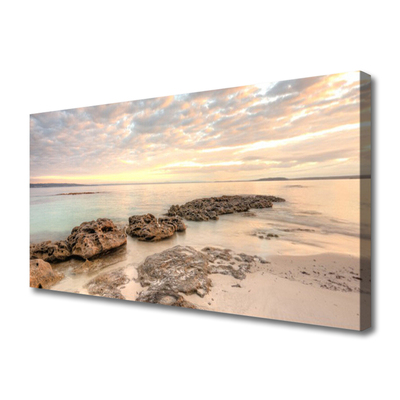 Photo sur toile Pierres mer paysage gris himmelbleu brun