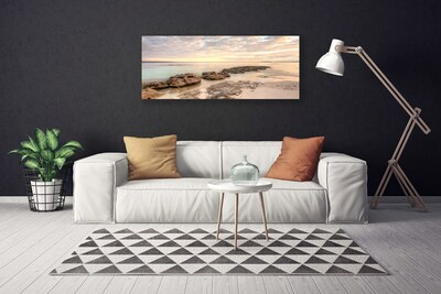 Photo sur toile Pierres mer paysage gris himmelbleu brun