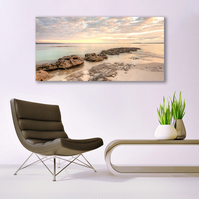 Photo sur toile Pierres mer paysage gris himmelbleu brun