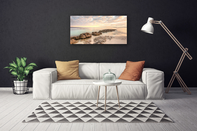 Photo sur toile Pierres mer paysage gris himmelbleu brun