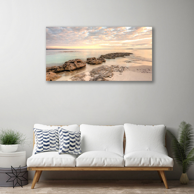 Photo sur toile Pierres mer paysage gris himmelbleu brun