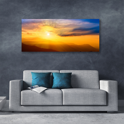 Photo sur toile Montagne paysage brun jaune bleu