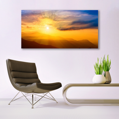 Photo sur toile Montagne paysage brun jaune bleu