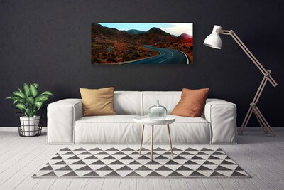 Photo sur toile Montagne route paysage brun noir blanc