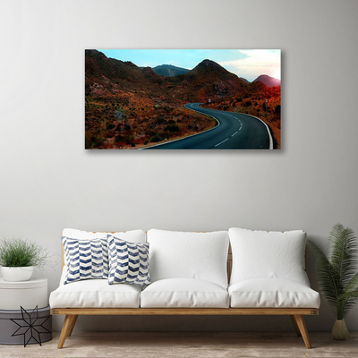 Photo sur toile Montagne route paysage brun noir blanc