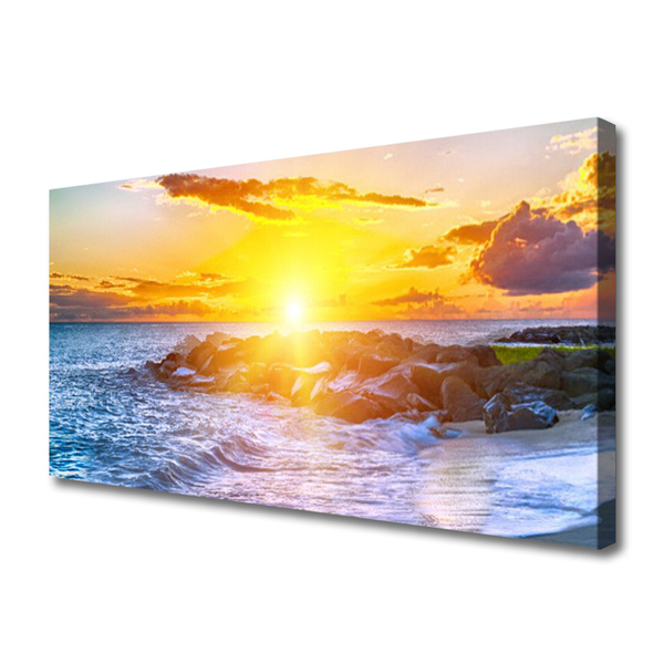 Photo sur toile Mer soleil paysage bleu jaune