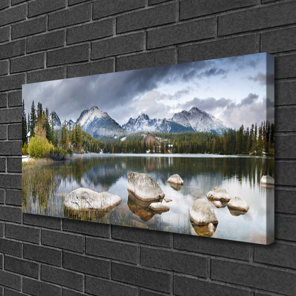 Impression sur Toile 160x50cm Tableaux Image Montagnes Prairie Paysage