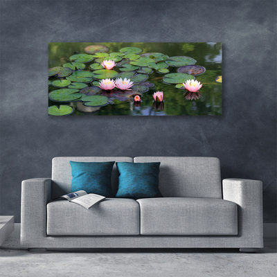 Photo sur toile Lac fleurs floral rose vert