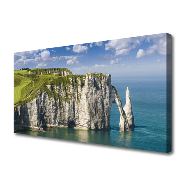 Photo sur toile Mer rock paysage vert gris bleu