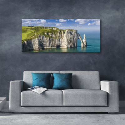 Photo sur toile Mer rock paysage vert gris bleu