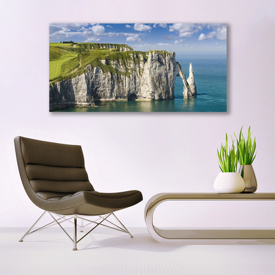 Photo sur toile Mer rock paysage vert gris bleu