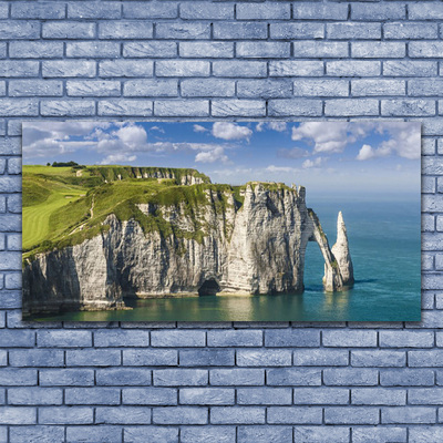 Photo sur toile Mer rock paysage vert gris bleu