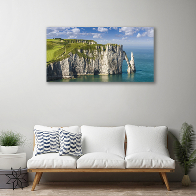 Photo sur toile Mer rock paysage vert gris bleu