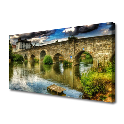 Photo sur toile Pont lac architecture brun vert