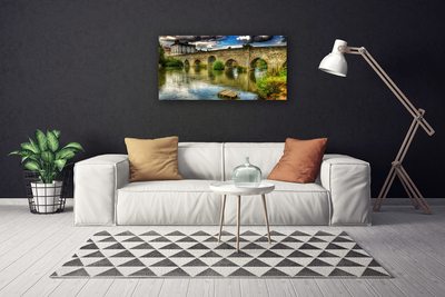 Photo sur toile Pont lac architecture brun vert