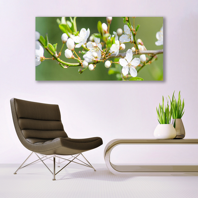 Photo sur toile Branches fleurs floral vert blanc