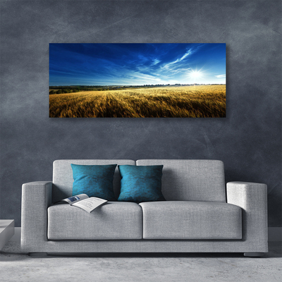 Photo sur toile Ciel champ nature jaune bleu blanc