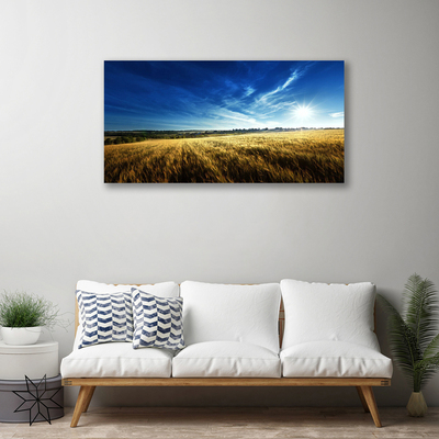 Photo sur toile Ciel champ nature jaune bleu blanc