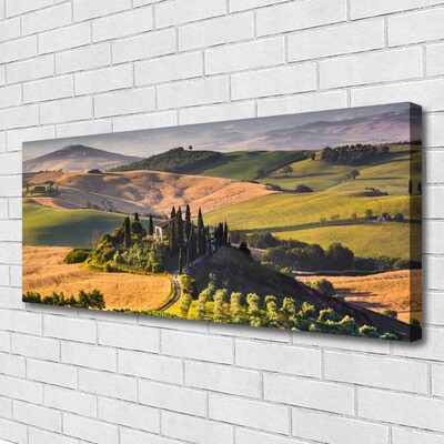 Photo sur toile Champ montagnes paysage vert brun