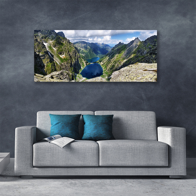 Photo sur toile Montagne lac paysage gris vert bleu