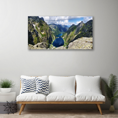 Photo sur toile Montagne lac paysage gris vert bleu