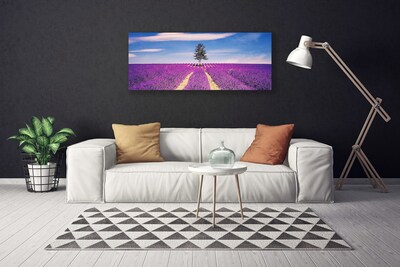 Photo sur toile Arbre prairie paysage rose brun