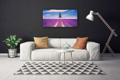 Photo sur toile Arbre prairie paysage rose brun