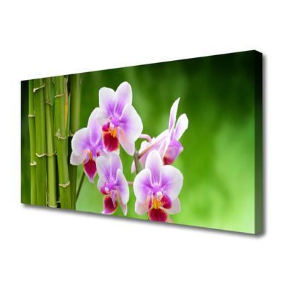 Photo sur toile Bambou fleurs floral vert rose