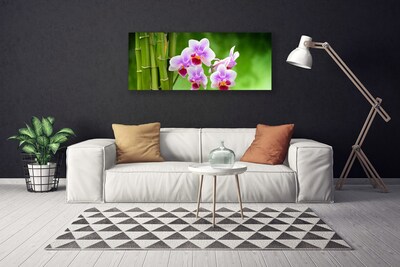 Photo sur toile Bambou fleurs floral vert rose