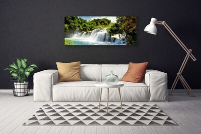 Photo sur toile Arbres cascade nature brun vert blanc bleu