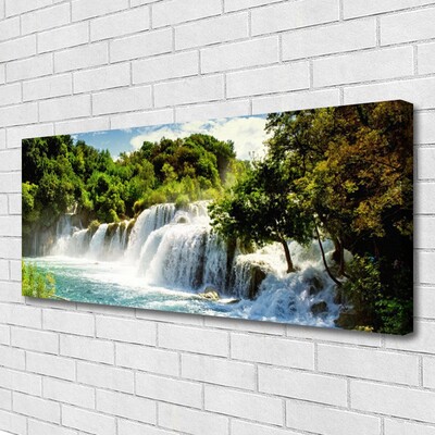 Photo sur toile Arbres cascade nature brun vert blanc bleu