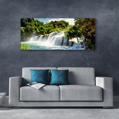 Photo sur toile Arbres cascade nature brun vert blanc bleu