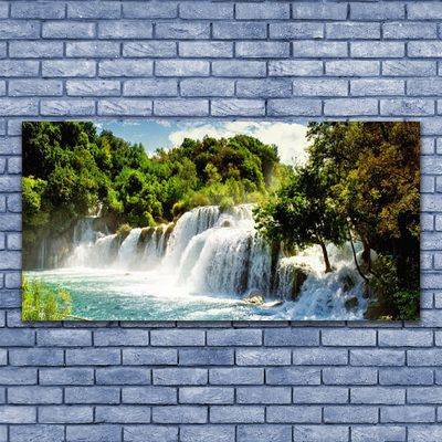 Photo sur toile Arbres cascade nature brun vert blanc bleu