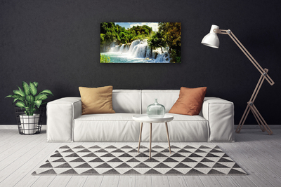 Photo sur toile Arbres cascade nature brun vert blanc bleu