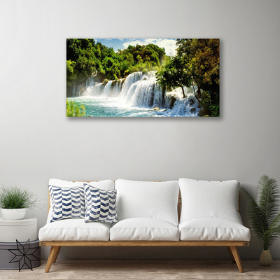 Photo sur toile Arbres cascade nature brun vert blanc bleu