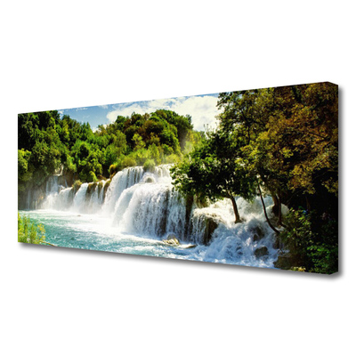 Photo sur toile Arbres cascade nature brun vert blanc bleu