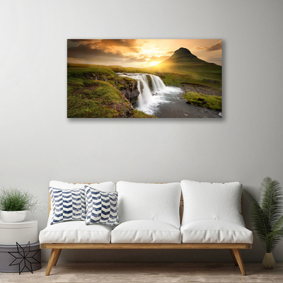 Photo sur toile Chute d'eau de montagne nature gris vert blanc