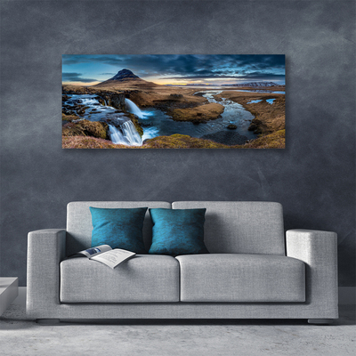 Photo sur toile Montagne cascade paysage bleu gris vert blanc