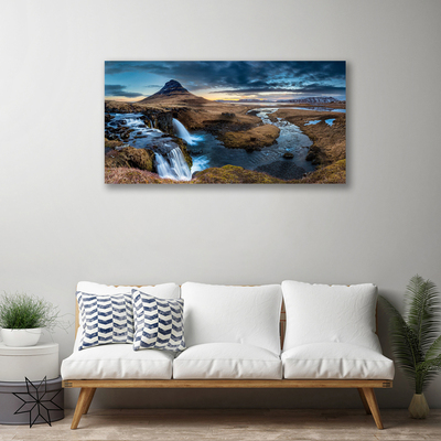 Photo sur toile Montagne cascade paysage bleu gris vert blanc