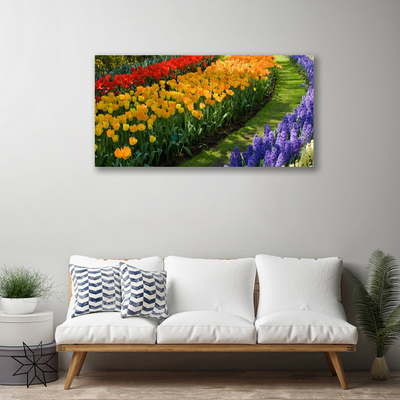 Photo sur toile Fleurs floral vert rouge jaune violet